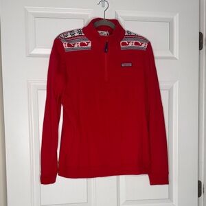 Vineyard Vines Holiday Fair Isle Shep Shirt Red Women’s M